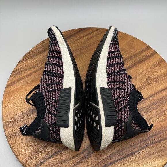 Adidas NMD R1 PK Shoes Mens Size 9.5 Primeknit Solar Black Pink Boost Running - Picture 6 of 8